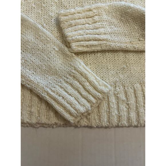 Vtg 80s LeRoy knitwear Ivory Sweater Sz Small Ruffle Crochet Cottagecore Frilly - Picture 3 of 13